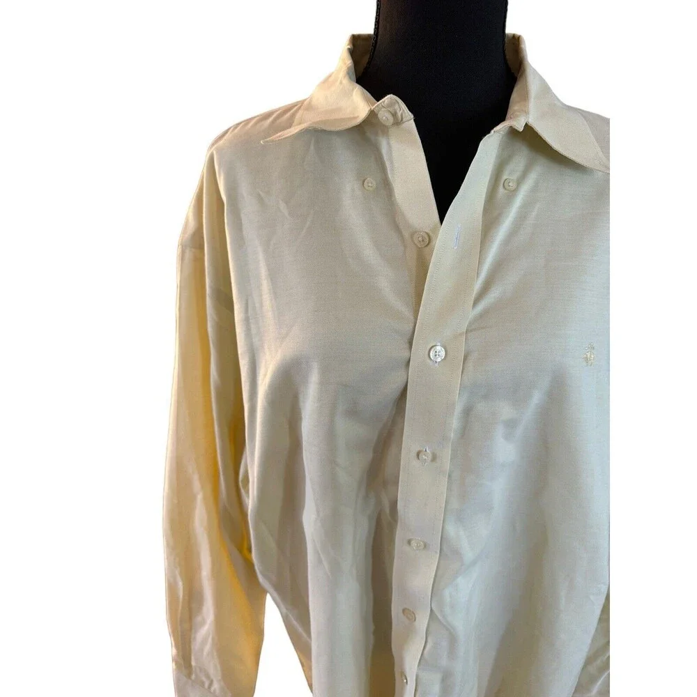 BROOKS BROTHERS XLarge‎ Long Sleeve Oxford Shirt Yellow Monogrammed - Picture 2 of 11